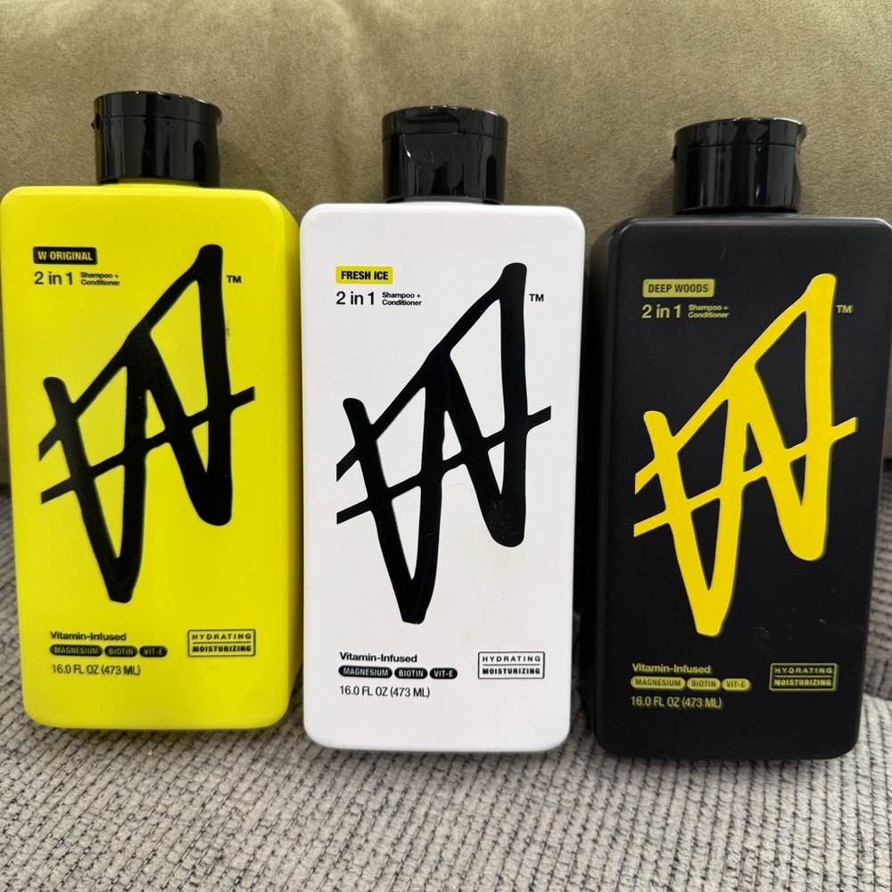 W by Jake Paul - 2-in-1 Hydrating Hair Care Set - Yellow, white, Black bottles